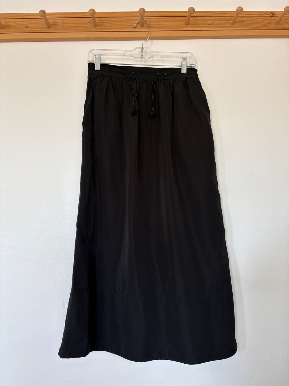 Zara Black Midi Drawstring Skirt